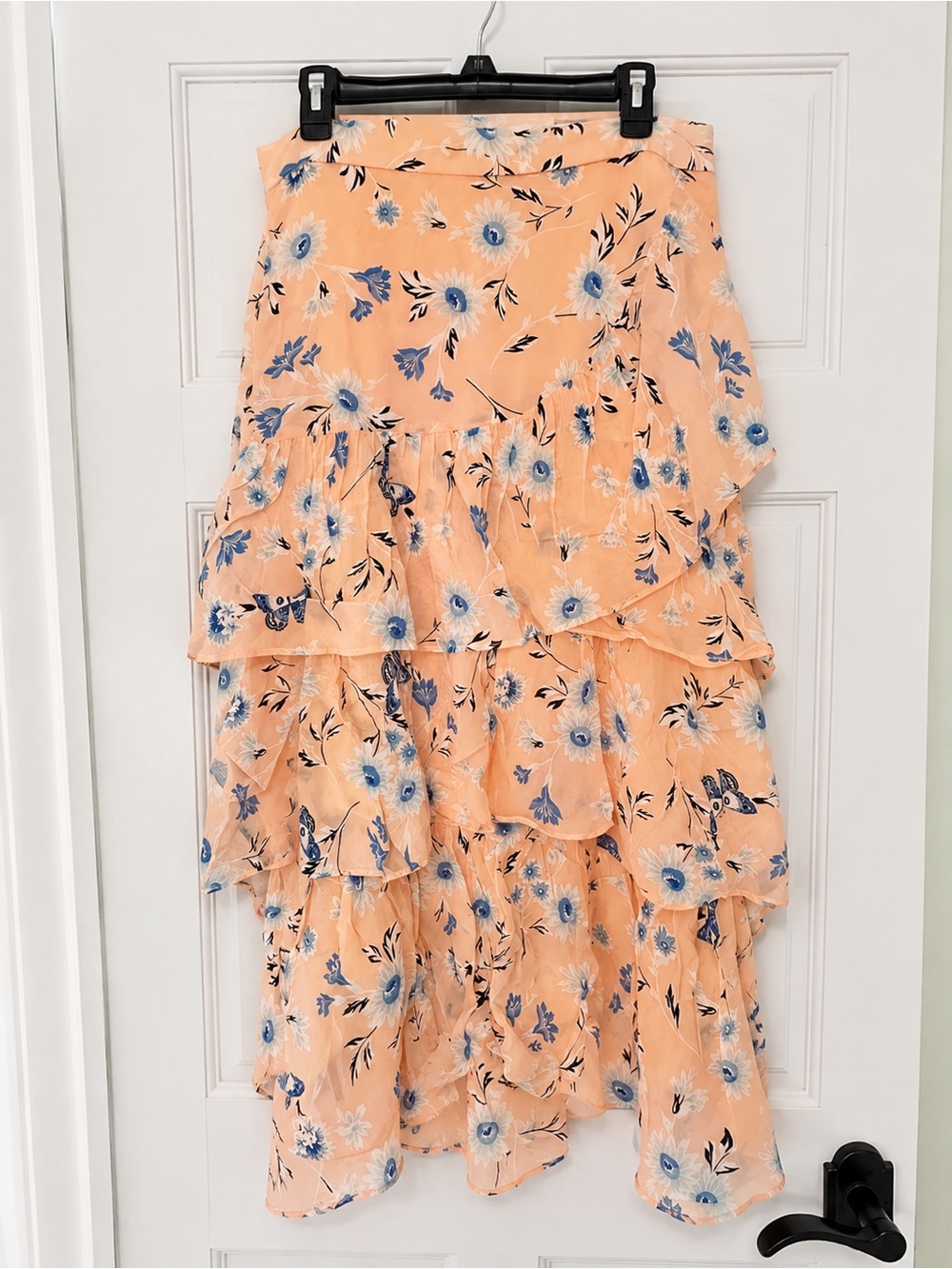NWT Ann Taylor Peach Floral Tiered Ruffle Skirt | Size 10